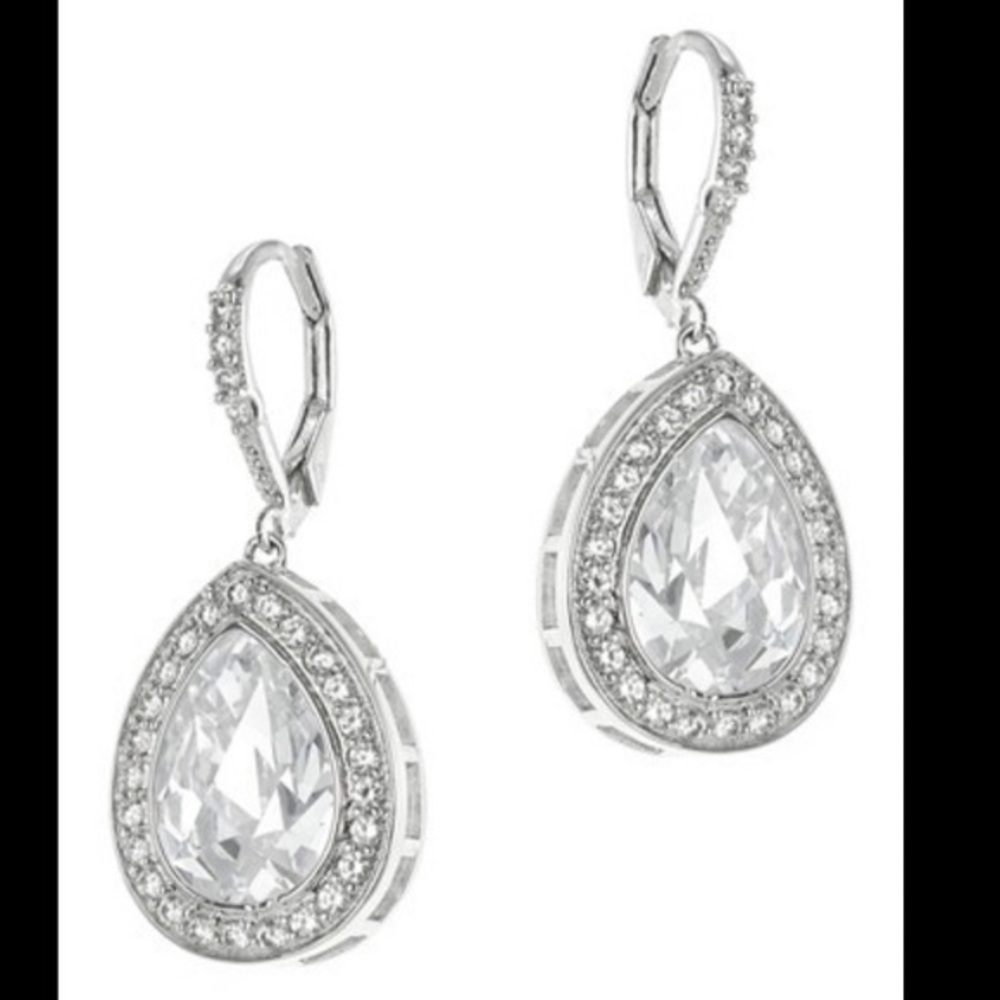 CZ Kenneth Jay Lane Pear CZ Pave Classic Earrings